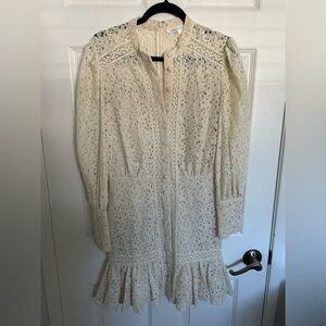 Veronica Beard Cream Lace Long Sleeve Dress